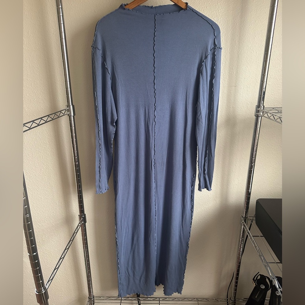 SHEIN CURVE Blue Long Sleeve Dress